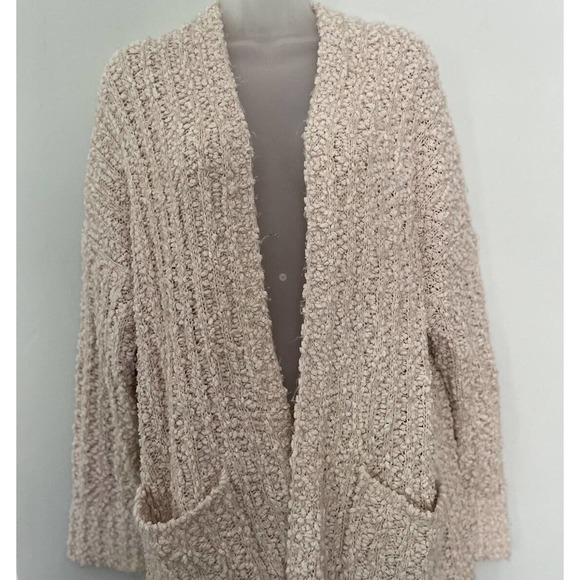 YOUNG Fabulous & Broke Chunky Knit Long Cardigan Sweater Beige Pockets Soft Cozy - Picture 3 of 8
